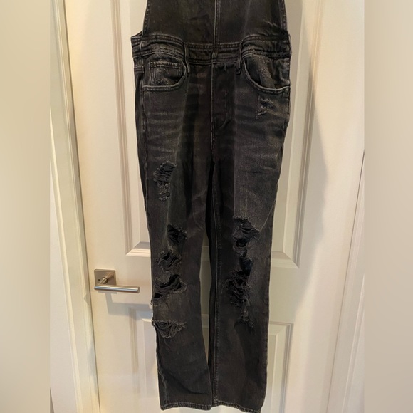 AMERICAN EAGLE Black DISTRESSED Denim OVERALLS - Picture 2 of 6